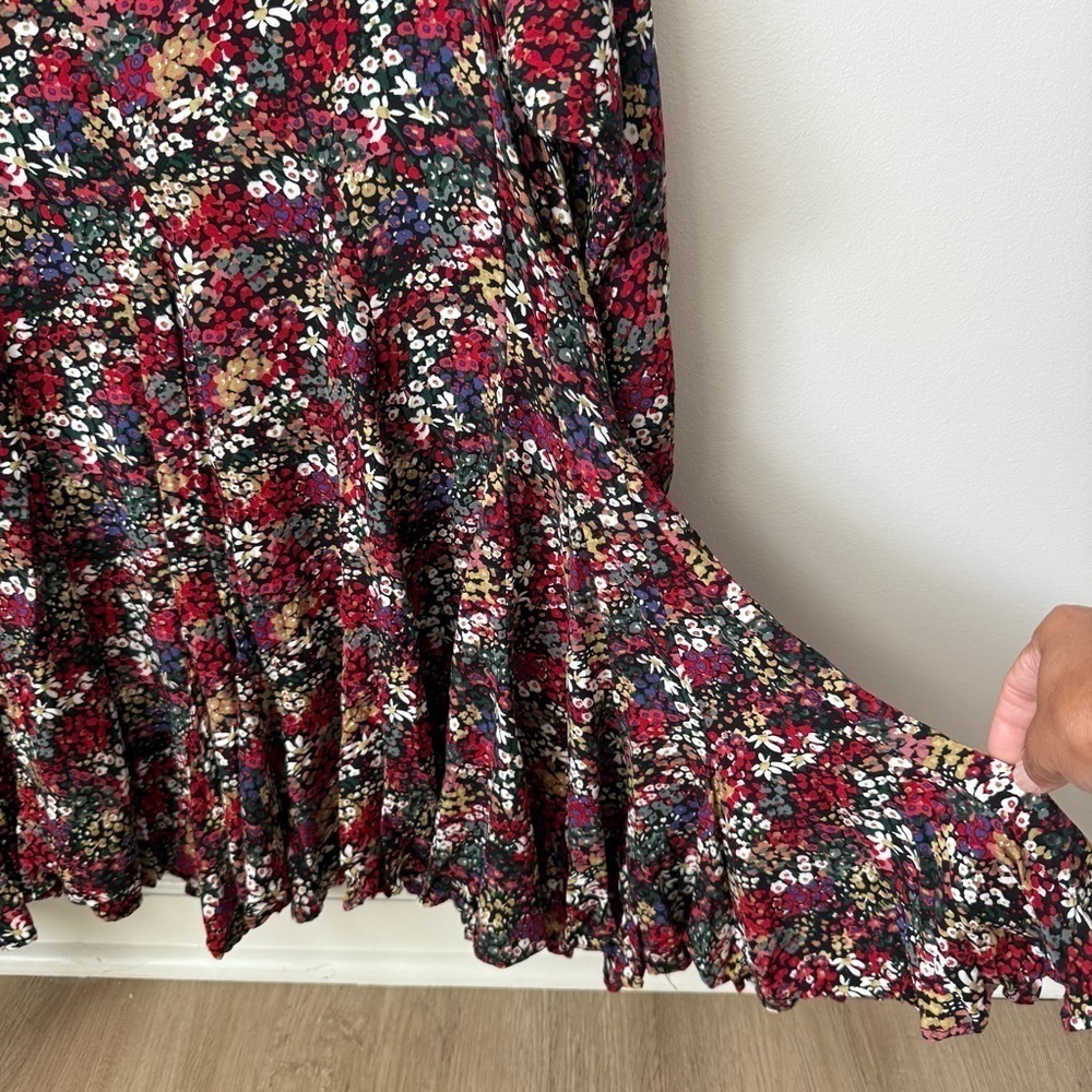 Storia Perennial Floral & Frills Mini Dress Multi Oversized Cottage Boho Pleat S - Picture 5 of 12